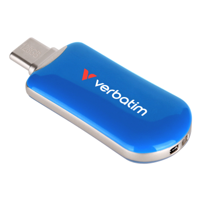 Verbatim USB flash disk, USB C, 128GB, Plectra, niebieski, 30233, USB C