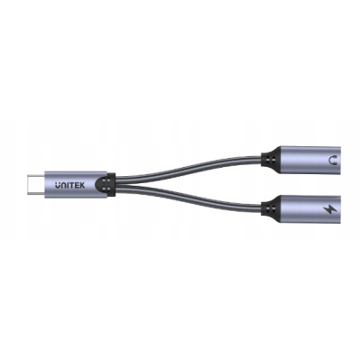 Unitek Adapter USB-C na 2 x port USB-C audio i 18W