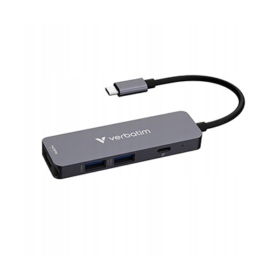 Verbatim USB-C Hub wieloportowy 4-port, 32155, szary, długość kabla 18 cm