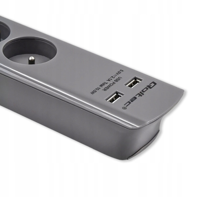 Qoltec Listwa antyprzepięciowa 4 gniazda 2 x USB 1.8m Szara SKLEP KOZIENICE RADOM