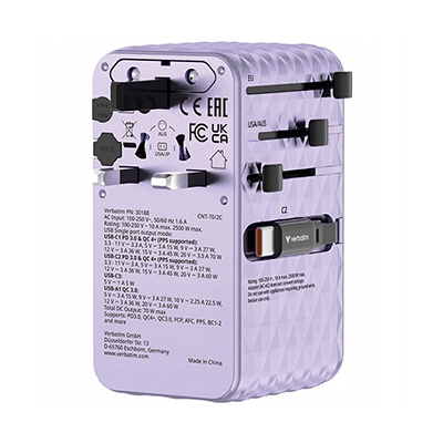 Verbatim, Adapter podróżny ChargeNTravel GaN III USB-C USB-A 70 W 30188