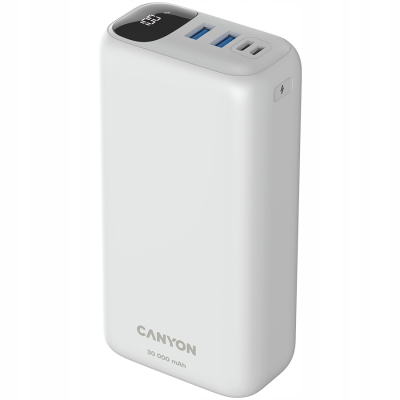 CANYON Powerbank PB301 LED 30000 mAh PD 20W QC 3.0 Biały