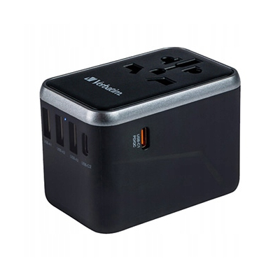 Verbatim, Adapter podróżny World-to-World UTA-04 USB-A, USB-C, czarny, 61 W