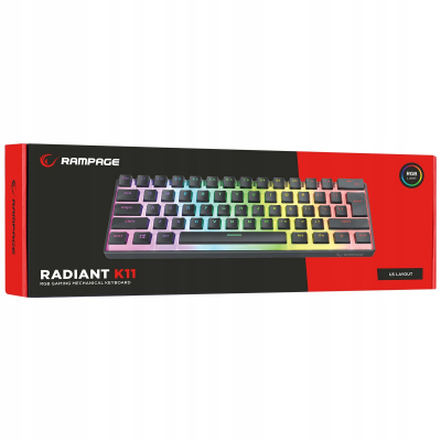 Rampage Klawiatura Mechaniczna RADIANT K11 PUDDING RGB RED