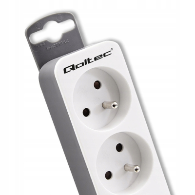 Qoltec Listwa zasilająca 5 gniazd 1.8m Biało-szara
