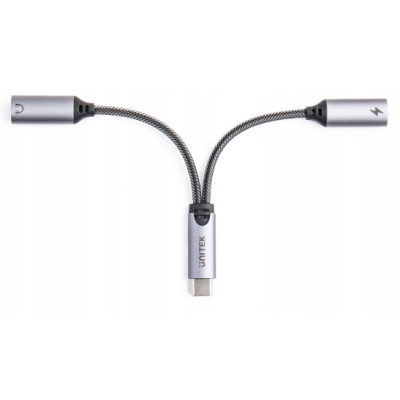 Unitek Adapter USB-C na 2 x port USB-C audio i 18W