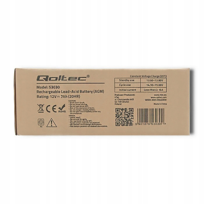 Qoltec Akumulator żelowy 12V 7Ah max.72A AGM