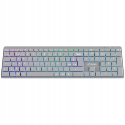 CANYON Klawiatura HKB-W11 UK/US RGB Dwa Tryby Bezprzewodowa Szara