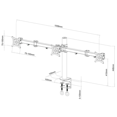 UCHWYT BIURKOWY DO 3 MONITORÓW 13-20