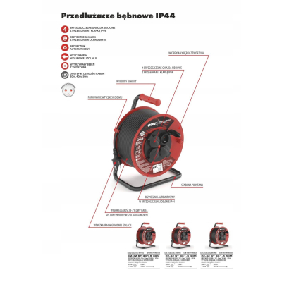 ACAR Przedłużacz ZWIJANY PZ-4Z/ST H05RR-F 3GX1.5 30M Z STYK. OCHR. M01952
