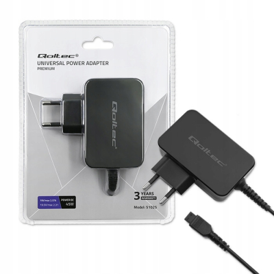 Qoltec Uniwersalny zasilacz sieciowy 45W 8 wtyczek 51025