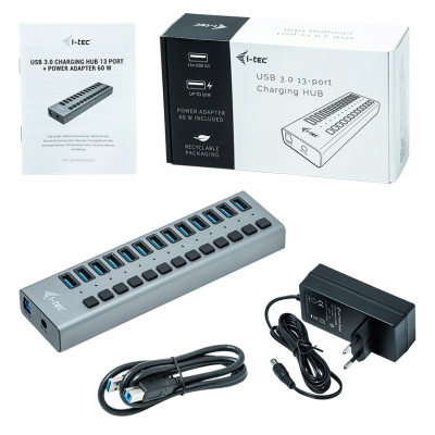 i-tec Hub USB3.0 z ładowaniem, 13 portów, zas 60W