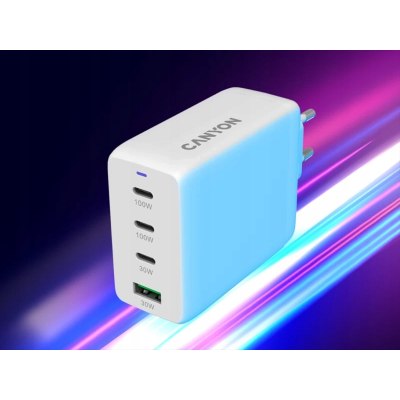 CANYON Ładowarka sieciowa CU100ACC GaN 100W 3xPD 1xQC EU Biała