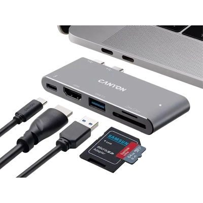 CANYON HUB DS-5 5 w 1 Thunderbolt 3 4k Szary