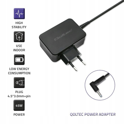 Qoltec Zasilacz do ultrabooka HP 45W 19.5V 2.31A 4.5x3.0+pin