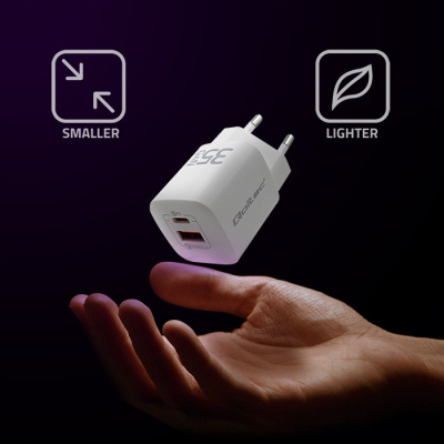Qoltec Ładowarka 35W GaN ULTRA 5-20V 2.25-3A 1xUSB C PD 1xUSB 3.0