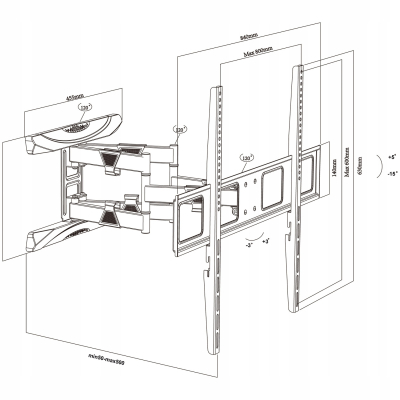 Maclean Uchwyt do TV max VESA 800x600 43-100