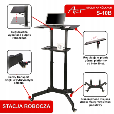 STOLIK NA KÓŁKACH pod notebooka/projektor S-10B