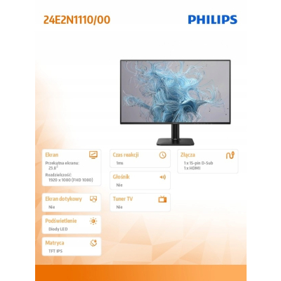 Philips Monitor 24E2N1110 23.8 cala IPS 120Hz HDMI VGA