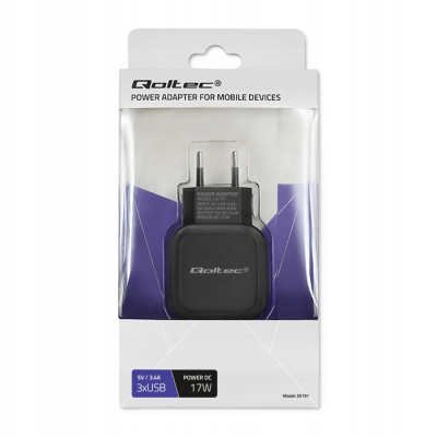 Qoltec Ładowarka sieciowa 17W 5V 3.4A 3xUSB 50191
