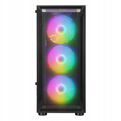 Rampage SHIVA Obudowa PC z oknem 4x wentylator 120mm Rainbow czarna