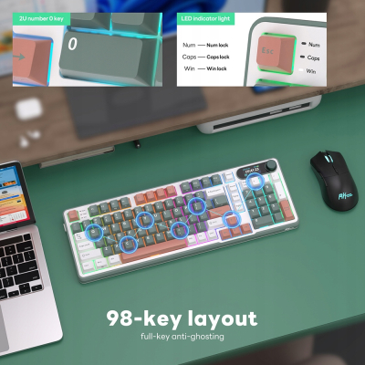 ROYAL KLUDGE RK-S98 Camping Green Gaming Keyboard Chartreuse switch