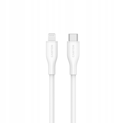 CANYON Kabel CLNM60 C-L 60W MFI 1m Silikonowy Biały