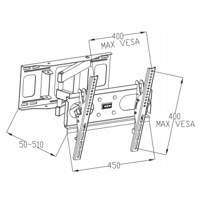 UCHWYT DO TV 23-46 35KG AR-77 ART reg. pion/poziom