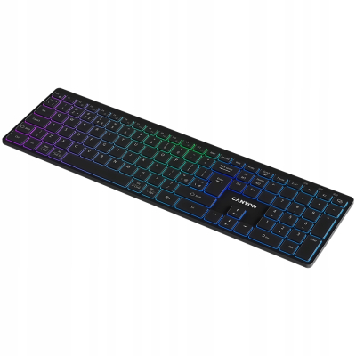CANYON Klawiatura HKB-W11 UK/US RGB Dwa Tryby Bezprz. Czarna