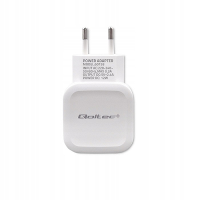 Qoltec Ładowarka sieciowa 12W 5V 2.4A USB