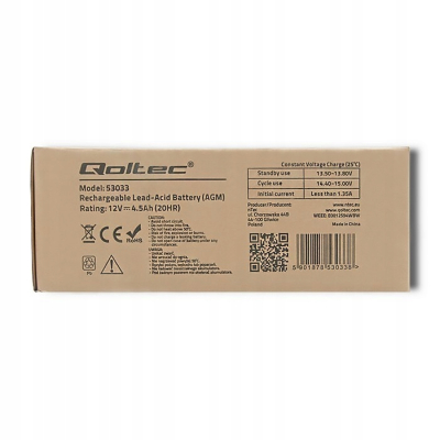 QOLTEC Akumulator AGM 12V 4.5Ah max.1.35A