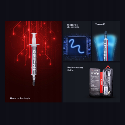 Rampage TM-220 Pasta termoprzewodząca 2g do procesora 11w/m.K, szpatułka