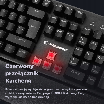 Rampage klawiatura mechaniczna KB-R86 UMBRA Red Switch Czarna