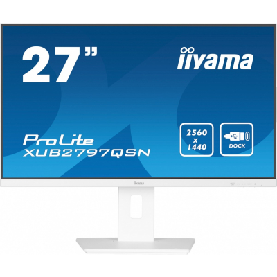 IIYAMA Monitor 27 cali XUB2797QSN-W1 IPS QHD USB-c Dock 65W HDMI WHITE