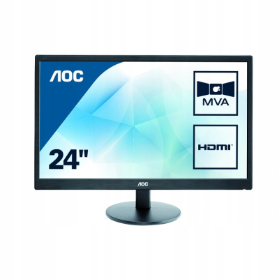 AOC Monitor 23.6 M2470Swh MVA HDMI Głośniki Czarny