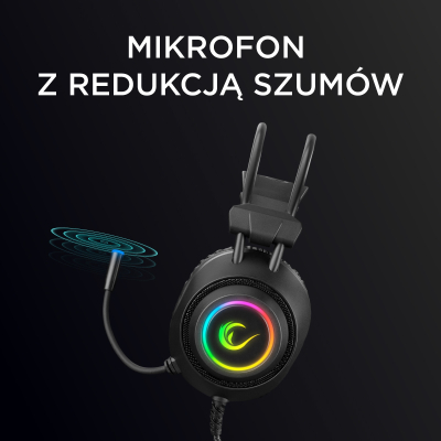 Rampage RM-K19 Plus Przewodowe słuchawki gaming z mikrofon RGB, USB czarne