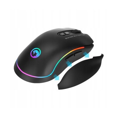 Marvo G942 Mysz przewodowa, czarna, 10000DPI, zdejmowana osłona boczna