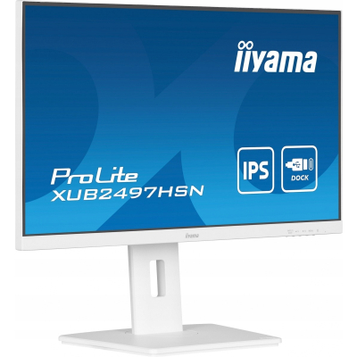 IIYAMA Monitor 24 cale XUB2497HSN-W2 IPS USB-C Dock HDMI DP Pivot biały
