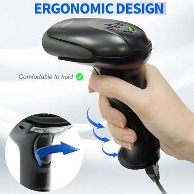 Qoltec Laserowy czytnik kodów kreskowych 1D CCD USB Czarny 50866