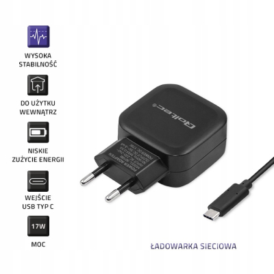 Qoltec Ładowarka sieciowa 17W 5V 3.4A 2xUSB + kabel USB typC 50188