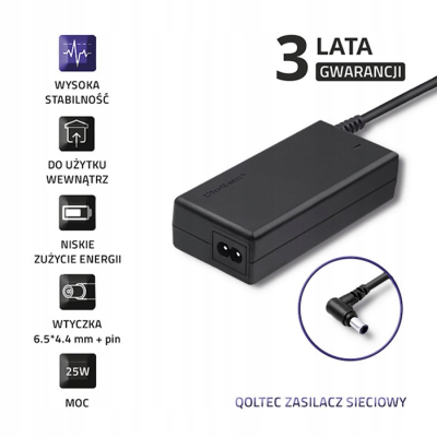 Qoltec Zasilacz sieciowy monitora LG 25W 19V 1.3A 6.5*4.4 kabel zasilajacy