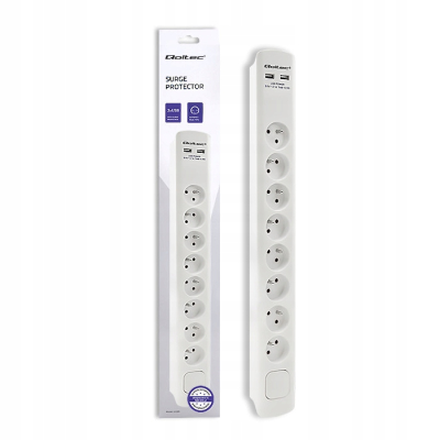Qoltec Listwa antyprzepięciowa 8 gniazd 2 x USB 1.8m Biała