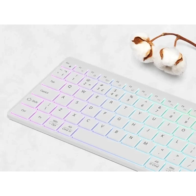 CANYON Klawiatura HKB-W11 UK/US RGB Dwa Tryby Bezprzewodowa Biała