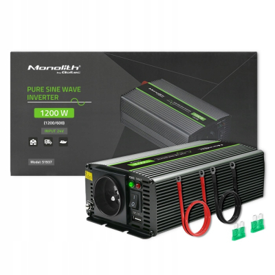 Qoltec Przetwornica napięcia Monolith 600W 1200W 24V/230V Czysty Sinus