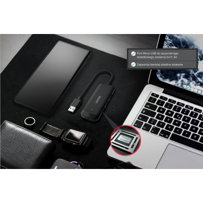 Unitek H1111D HUB USB-A 4xUSB3.0 5Gbps