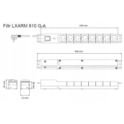 Listwa przeciwprzepięciowa LXARM 810, 3L, PDU, 5,