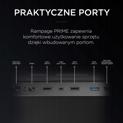 Rampage Prime Mesh Obudowa PC 4x wentylator ARGB + hub E-ATX
