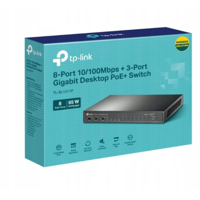 TP-LINK Przełącznik SL1311P 8xFE PoE+ 2xGE 1xSFP