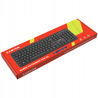 CANYON Klawiatura HKB-20 EN Velvet Przewodowa Czarna