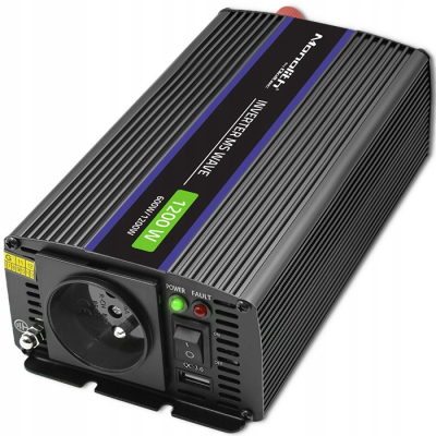 Qoltec Przetwornica Monolith 1200 MS Wave 12V/230V 600/1200W USB